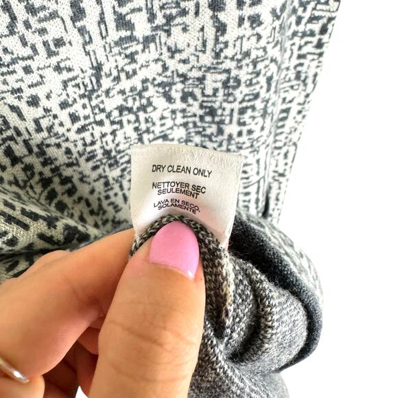 W by Worth New York 100% Wool Gray Print Short Sleeve Mini Knit Sweater Dress - Picture 11 of 12